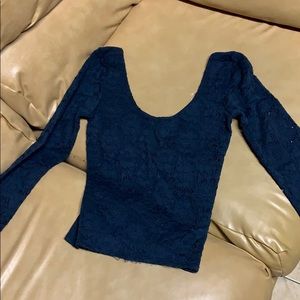 Navy Blue long sleeve lace shirt